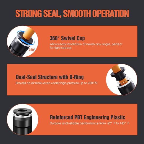 1/2" OD Push to Connect Fittings – Air Line Tee Connectors, Quick Connect Pneumatic Fittings, Push Lock Air Hose Fittings for Compressor, Air Tools & Tubing (10 PCS) in Kuwait