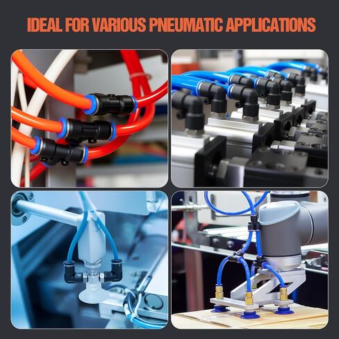 1/2" OD Push to Connect Fittings – Air Line Tee Connectors, Quick Connect Pneumatic Fittings, Push Lock Air Hose Fittings for Compressor, Air Tools & Tubing (10 PCS) in Kuwait