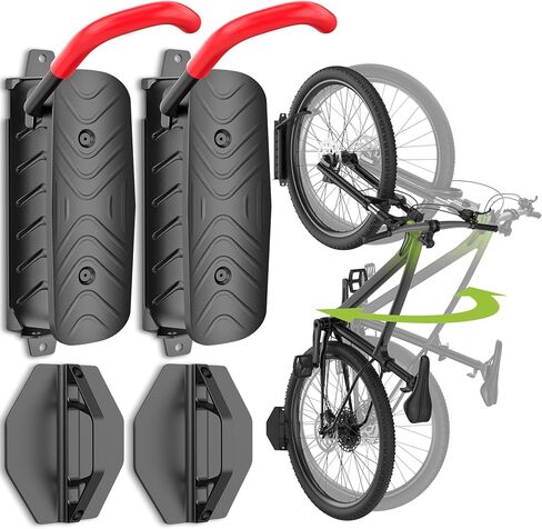 Housolution Swivel Bike Wall Mount [4 Pack], 150° Swivel Vertical Bike Rack Wall Hanger Holds up to 66lbs for Mountain/Road/Hybrid Bikes, Bike Hangers, Bicycle Storage Rack for Garage in Kuwait