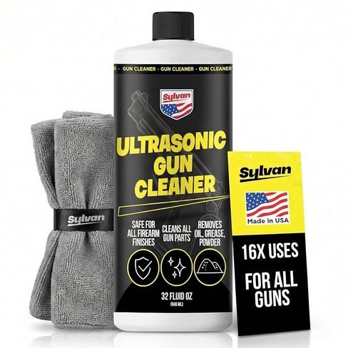 Ultrasonic Gun Cleaner Solution Concentrate + Free Cleaning Cloth | Makes 50 Gal. | Made in The USA | Gun Parts Cleaner for All Ultrasonic Machines | Highly Concentrated Firearm Cleaning Liquid in Kuwait