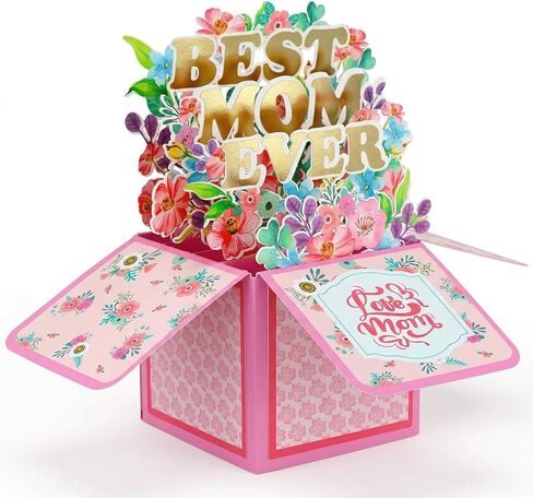 WhatSign Pop Up Mothers Day Cards for Mom Happy Mothers Day Pop Up Card 3D Pop-Up Flower Bouquet Card from Daughter Son Gifts for Mom Grandma Wife in Saudi Arabia