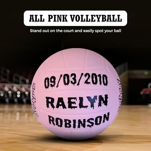 كرة طائرة وردية مخصصة من HAMMET تحمل اسمك أو نصك - كرة طائرة لعب ناعمة متينة وشخصية - هدية مخصصة بالحجم الرسمي للأم والابنة والفتاة والمدرب واللاعب in Kuwait