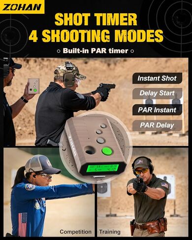 ZOHAN Professional Shot Timer for Shooting Competition, 0.01s Match Grade Sensitivity, High Visibility LCD, 4 Modes, Extra Loud Beeper, Heavy Duty Belt Clip – Tactical Grey in Kuwait
