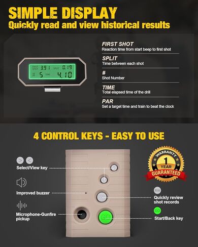 ZOHAN Professional Shot Timer for Shooting Competition, 0.01s Match Grade Sensitivity, High Visibility LCD, 4 Modes, Extra Loud Beeper, Heavy Duty Belt Clip – Tactical Grey in Kuwait