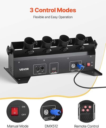 VEVOR Electric Confetti Cannon Machine, High Output 4-Shot Confetti Launcher, DMX512, Manual & Remote Control, Portable Confe-tti Shooter for Wedding Christmas DJ Party Event Show Stage Nightclub in Kuwait