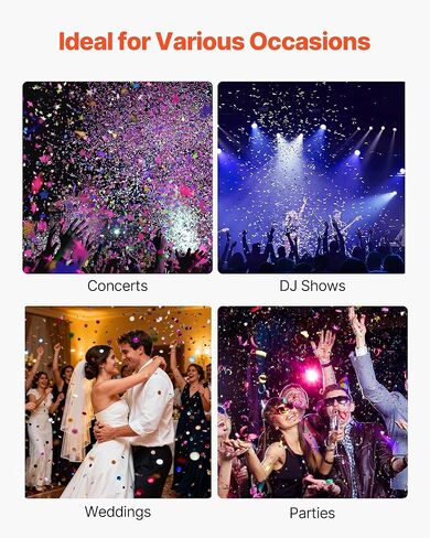 VEVOR Electric Confetti Cannon Machine, High Output 4-Shot Confetti Launcher, DMX512, Manual & Remote Control, Portable Confe-tti Shooter for Wedding Christmas DJ Party Event Show Stage Nightclub in Kuwait