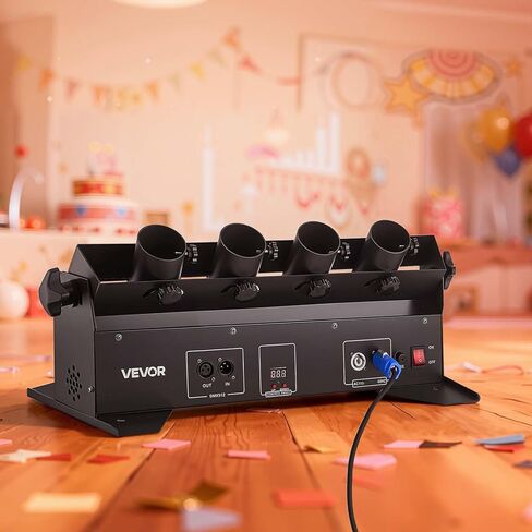 VEVOR Electric Confetti Cannon Machine, High Output 4-Shot Confetti Launcher, DMX512, Manual & Remote Control, Portable Confe-tti Shooter for Wedding Christmas DJ Party Event Show Stage Nightclub in Kuwait