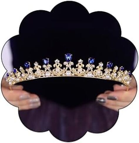 Teyglen Silver Crystal Wedding Tiara Baroque Queen Crown Crown رئيس الأميرة الأميرة Rhinestone Tiara Hair Association for Women Brithday Party Prom Pageant in Kuwait