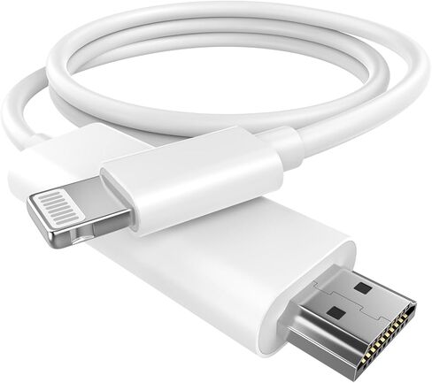 [Apple MFI Certified] محول كبل Lightning إلى HDMI لـ iPhone إلى HDTV ، موصل شاشة مزامنة محول AV الرقمي 1080p متوافق مع iPhone 14 13 12 11 Pro Max XR X 8 7 إلى جهاز العرض التلفزيوني in Kuwait