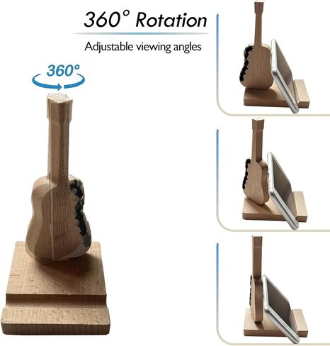 Guitar Pick Holder, Wooden Guitar Pick Storage with 6 Slots, for Picks Storage and Display, Guitar Accessories with Phone Stand, Gift for Guitar Player Music Lover in Saudi Arabia