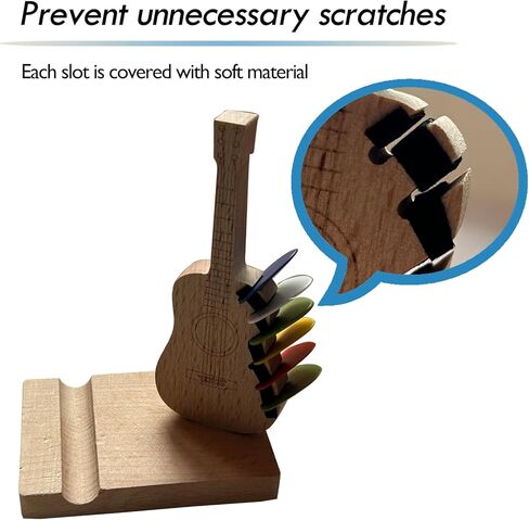 Guitar Pick Holder, Wooden Guitar Pick Storage with 6 Slots, for Picks Storage and Display, Guitar Accessories with Phone Stand, Gift for Guitar Player Music Lover in Saudi Arabia