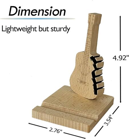 Guitar Pick Holder, Wooden Guitar Pick Storage with 6 Slots, for Picks Storage and Display, Guitar Accessories with Phone Stand, Gift for Guitar Player Music Lover in Saudi Arabia