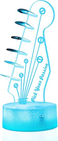 Acoustic Guitar Night Light & LED Pick Holder with Remote Control and Timer, 3D Optical Illusion Lamp and Storage Display for Picks, Gift for Guitar Players and Music Lovers in Kuwait