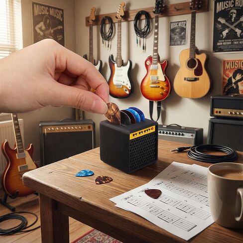 Guitar Picks Holder Box, Mini Guitars Amp Picks Holders Guitar Pick Display Holder Amp Speaker Styled Pick Holdesr Guitars Storage Box Set for Players and Music Enthusiasts in Saudi Arabia