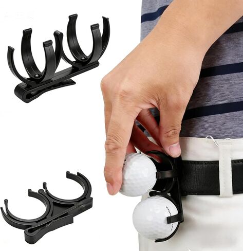 2PCS Golf Ball Holder for Bag - Quick Release Golf Ball Retriever & Tee Holder with Clip, Durable Golf Bag Accessories, Golf Gifts for Men - Fits Stand, Carry & Cart Bags for Easy Access on Course in Kuwait