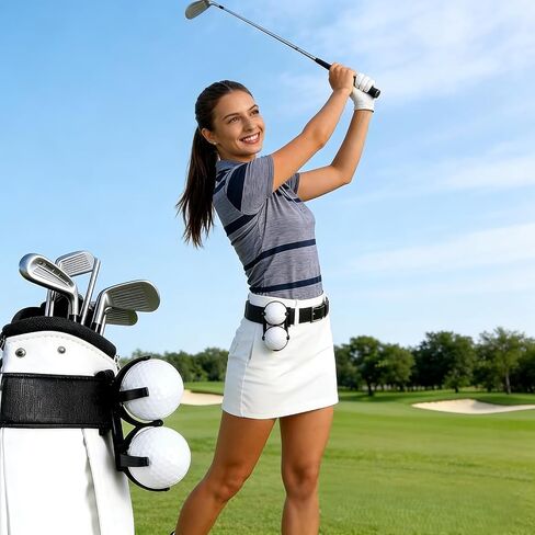 2PCS Golf Ball Holder for Bag - Quick Release Golf Ball Retriever & Tee Holder with Clip, Durable Golf Bag Accessories, Golf Gifts for Men - Fits Stand, Carry & Cart Bags for Easy Access on Course in Kuwait