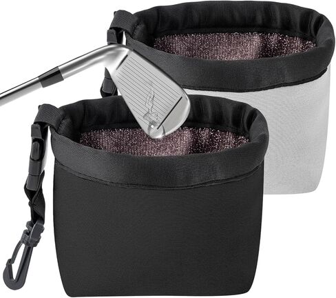 عبوتان من حقيبة تنظيف نادي الجولف وكرة الجولف، جيب محمول لغسالة كرة الجولف مع بطانة من الألياف الدقيقة المقاومة للماء، حقيبة حامل لتنظيف كرة الجولف من النيوبرين مع مشبك حلقة تسلق - أفضل هدية لإكسسوارات الجولف in Kuwait