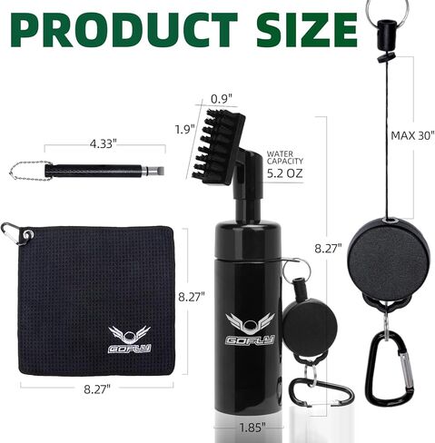 Gofly Golf Club Cleaning Kit, Golf Club Brush & Golf Groove Sharpener & Absorbent Golf Towel, Leak-proof Stretchable Press-Spray Golf Club Cleaner, Golf Gifts for Men, Essential Accessories for Golfer in Kuwait