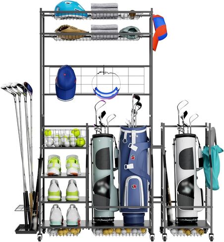 ROOMTEC Golf Bag Storage Garage Organizer,Golf Club Bag Storage Rack for Garage, Extra Storage Rack for Golf Clubs,Golf Bag Organizer Fit for Garage,Shed,Basement in Kuwait