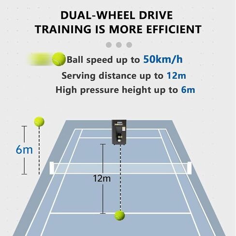 Tennis Ball Machine & Portable Automatic Ball Launcher Tennis Practice Equipment, Three-Position Adjustable Pull Rod, 50 Large Capacity, for All Tennis Players Lovers in Saudi Arabia