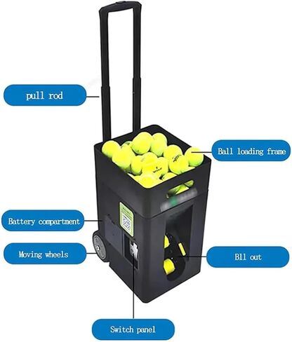 Tennis Ball Machine & Portable Automatic Ball Launcher Tennis Practice Equipment, Three-Position Adjustable Pull Rod, 50 Large Capacity, for All Tennis Players Lovers in Saudi Arabia