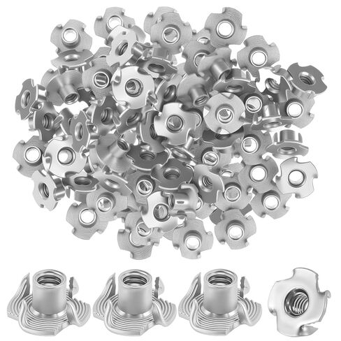 50 Pcs 1/4"-20 T-Nut Bulk 304 Stainless Steel 5/16" Barrel Length 4-Pronged Tee Nut for Wood,Furniture, Rock Climbing Holds, DIY Projects Rust-Resistant, Coarse Thread in Kuwait