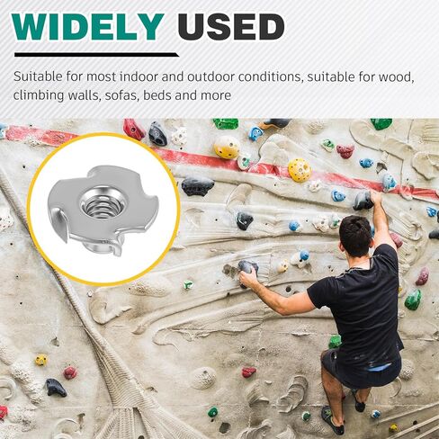 50 Pcs 1/4"-20 T-Nut Bulk 304 Stainless Steel 5/16" Barrel Length 4-Pronged Tee Nut for Wood,Furniture, Rock Climbing Holds, DIY Projects Rust-Resistant, Coarse Thread in Kuwait