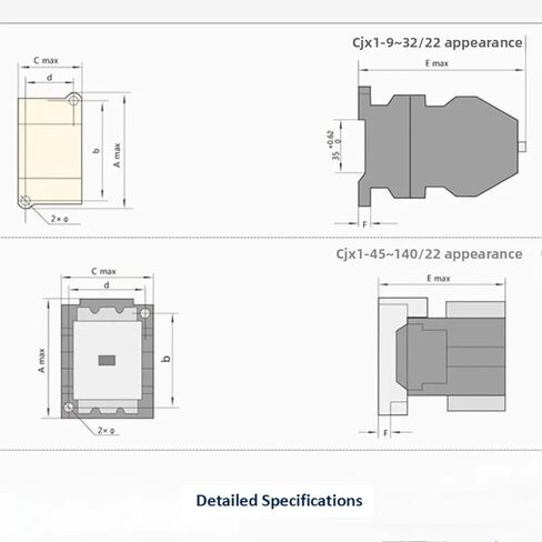 CJX1-63/22 AC Contactor, 3 Phase 2NO 2NC Contact Configuration, 35mm DIN Rail Mount, 220V-660V Coil Control Voltage (CJX1-32 220V) in Saudi Arabia