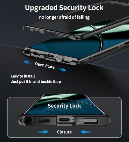 QUIETIP Case Compatible with Oppo Find X8 Pro,Magnetic Body Metal Frame Double Sided Clear Tempered Glass with Camera Protection Cover,Black in Kuwait