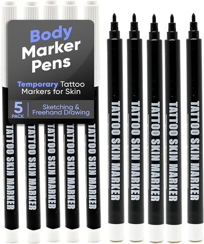Tattoo Stencil Marker Bold Red Skin Safe No Smear Surgical Precision Pen Professional Tattoo Outline Drawing Supply Long Lasting Clean Lines for Tattooing 5-Pack in Kuwait