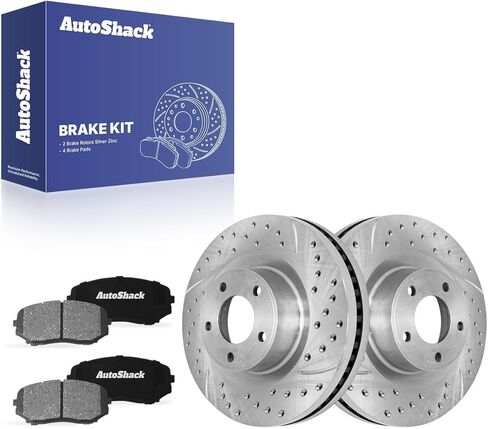 AutoShack Front Brake Kit Replacement for Lincoln MKX 2007-2015 Ford Edge V6 FWD Drilled & Slotted Zinc Coated Disc Brake Rotors Ceramic Brakes Pads 12.6" 320 mm BRKPKG003886 in Saudi Arabia