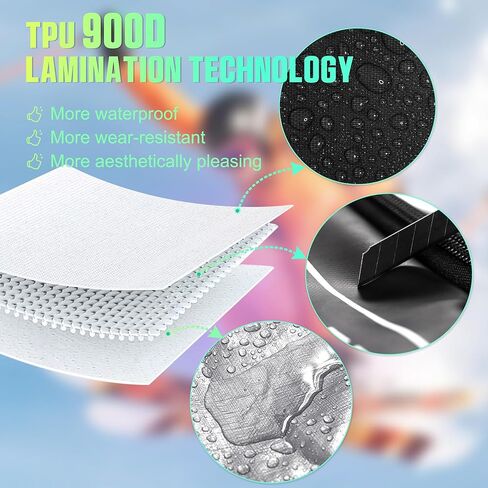 حقيبة تزلج مزدوجة متدحرجة مقاس 69-71 بوصة، حقيبة مبطنة مقاومة للماء على الجليد مع عجلات للسفر الجوي، تناسب الزلاجات والأحذية طويلة الرقبة، حقيبة سفر ذات عجلات للتزلج معتمدة من شركات الطيران شديدة التحمل in Kuwait