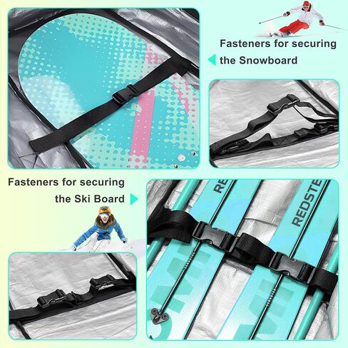 حقيبة تزلج مزدوجة متدحرجة مقاس 69-71 بوصة، حقيبة مبطنة مقاومة للماء على الجليد مع عجلات للسفر الجوي، تناسب الزلاجات والأحذية طويلة الرقبة، حقيبة سفر ذات عجلات للتزلج معتمدة من شركات الطيران شديدة التحمل in Kuwait