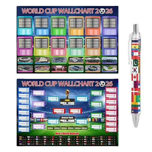 ملصق قوس كأس العالم 2026 - مخطط حائط مقاس 27 × 40 بوصة مع قلم تحديد - متتبع جدول زمني DIY، ديكور جداري لكرة القدم قابل للكتابة للمعجبين، حفلة يوم اللعبة in Kuwait