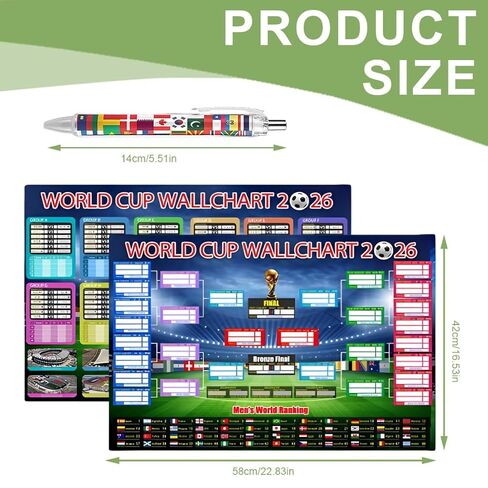 ملصق قوس كأس العالم 2026 - مخطط حائط مقاس 27 × 40 بوصة مع قلم تحديد - متتبع جدول زمني DIY، ديكور جداري لكرة القدم قابل للكتابة للمعجبين، حفلة يوم اللعبة in Kuwait