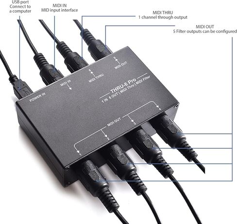 Generic مقسم MIDI 6 قنوات USB MIDI Host Box 1 مدخل إلى 6 مخرجات محول بيانو إلكتروني سبائك الألومنيوم أسود in Saudi Arabia
