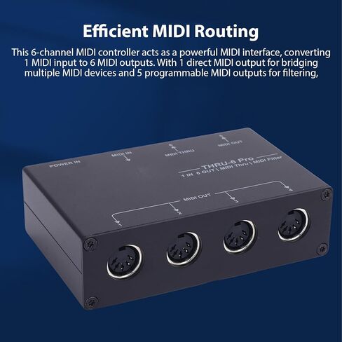 Generic مقسم MIDI 6 قنوات USB MIDI Host Box 1 مدخل إلى 6 مخرجات محول بيانو إلكتروني سبائك الألومنيوم أسود in Saudi Arabia