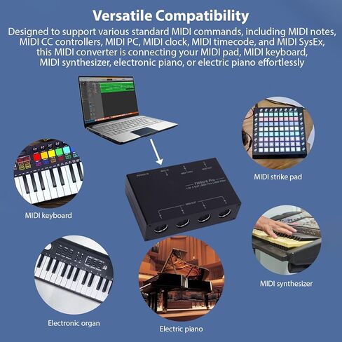 Generic مقسم MIDI 6 قنوات USB MIDI Host Box 1 مدخل إلى 6 مخرجات محول بيانو إلكتروني سبائك الألومنيوم أسود in Saudi Arabia