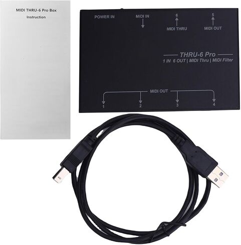 Generic مقسم MIDI 6 قنوات USB MIDI Host Box 1 مدخل إلى 6 مخرجات محول بيانو إلكتروني سبائك الألومنيوم أسود in Saudi Arabia