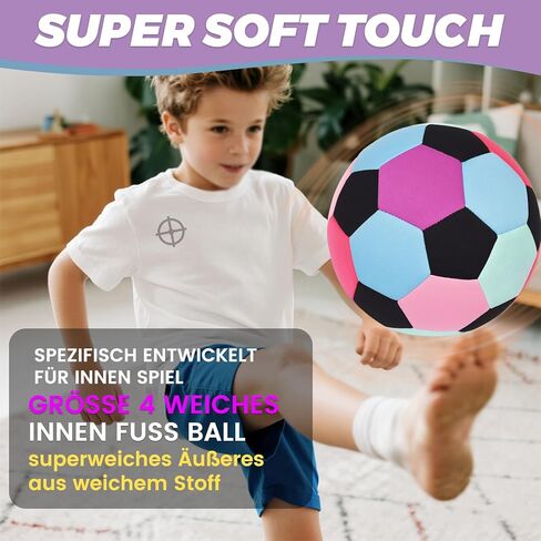 كرة قدم من القماش الناعم مقاس 4 من KUYOTQ، كرة قدم آمنة وناعمة للأطفال في الأماكن المغلقة لممارسة كرة القدم للشباب، كرة تدريب منزلية خفيفة الوزن للمراوغة والشعوذة في المنزل in Kuwait