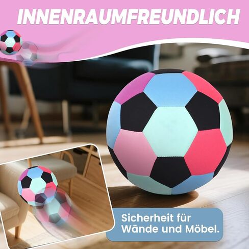 كرة قدم من القماش الناعم مقاس 4 من KUYOTQ، كرة قدم آمنة وناعمة للأطفال في الأماكن المغلقة لممارسة كرة القدم للشباب، كرة تدريب منزلية خفيفة الوزن للمراوغة والشعوذة في المنزل in Kuwait