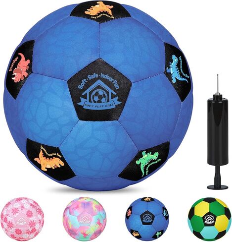 Indoor Soccer Ball Size 3 Silent Soccer Balls Gifts for Beginners, Soft Foam House Training Balls, Lightweight Soccerball with Pump for Home Practice in Saudi Arabia