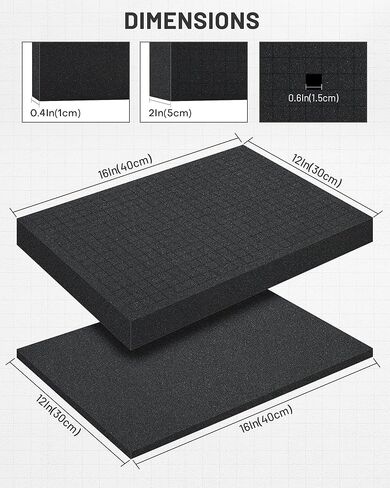 عبوة من 4 قطع من فوم بيك آند بلاك (2P 16x12x2 بوصة+2P 16x12x0.4 بوصة). منظم إسفنجي لصندوق الأدوات، حشوات إسفنجية عالية الكثافة قابلة للتخصيص للحافظات، إسفنجة ظل مكعبة مسبقًا لحافظة المسدسات، صندوق الأدوات، تخزين صندوق الكاميرا والألعاب in Kuwait