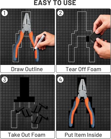عبوة من 4 قطع من فوم بيك آند بلاك (2P 16x12x2 بوصة+2P 16x12x0.4 بوصة). منظم إسفنجي لصندوق الأدوات، حشوات إسفنجية عالية الكثافة قابلة للتخصيص للحافظات، إسفنجة ظل مكعبة مسبقًا لحافظة المسدسات، صندوق الأدوات، تخزين صندوق الكاميرا والألعاب in Kuwait