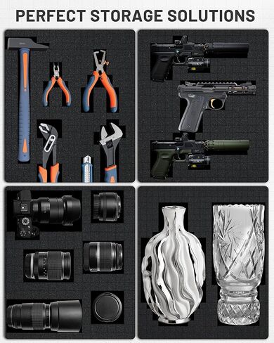 عبوة من 4 قطع من فوم بيك آند بلاك (2P 16x12x2 بوصة+2P 16x12x0.4 بوصة). منظم إسفنجي لصندوق الأدوات، حشوات إسفنجية عالية الكثافة قابلة للتخصيص للحافظات، إسفنجة ظل مكعبة مسبقًا لحافظة المسدسات، صندوق الأدوات، تخزين صندوق الكاميرا والألعاب in Kuwait