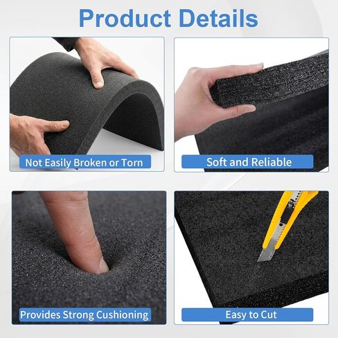 3 PCS Customizable Polyethylene Foam, 54" x 15.7" x 2" Polyethylene Foam Sheet, Apart Insert Pad Cushion Foam, Easy to Cut, for Cases, Toolbox Storage, DIY Crafts, Black in Saudi Arabia