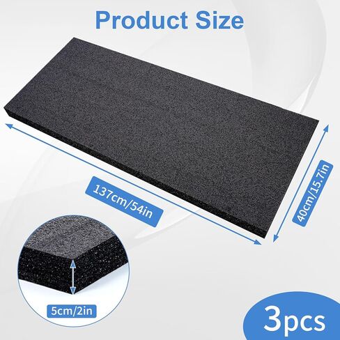 3 PCS Customizable Polyethylene Foam, 54" x 15.7" x 2" Polyethylene Foam Sheet, Apart Insert Pad Cushion Foam, Easy to Cut, for Cases, Toolbox Storage, DIY Crafts, Black in Saudi Arabia