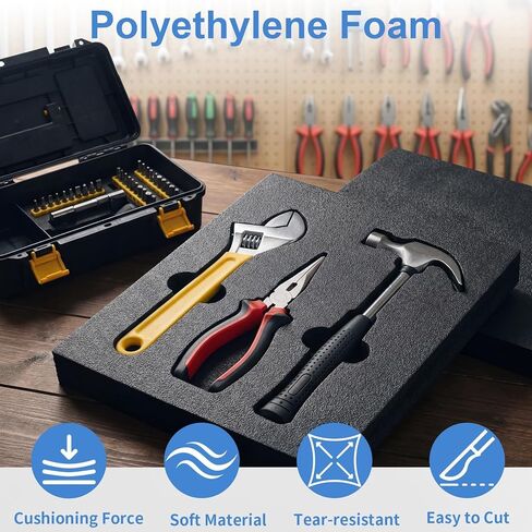 3 PCS Customizable Polyethylene Foam, 54" x 15.7" x 2" Polyethylene Foam Sheet, Apart Insert Pad Cushion Foam, Easy to Cut, for Cases, Toolbox Storage, DIY Crafts, Black in Saudi Arabia