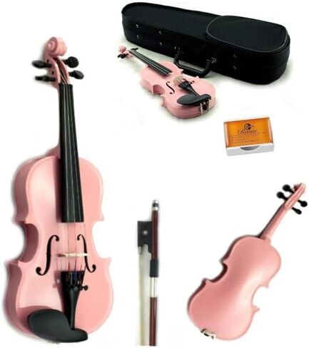 SKY 1/10 Size Violin with Lightweight Case, Brazilwood Bow, and Bright Pink Color in Kuwait