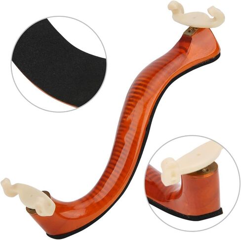 AKLOT Violin Shoulder Rest 4/4 & 3/4: Made of solid white pine, Burgundy Tiger Stripe Finish, Thick Breathable Sponge, Silicone Clamps Won’t Damage Varnish, Ergonomic Design (03） in Kuwait